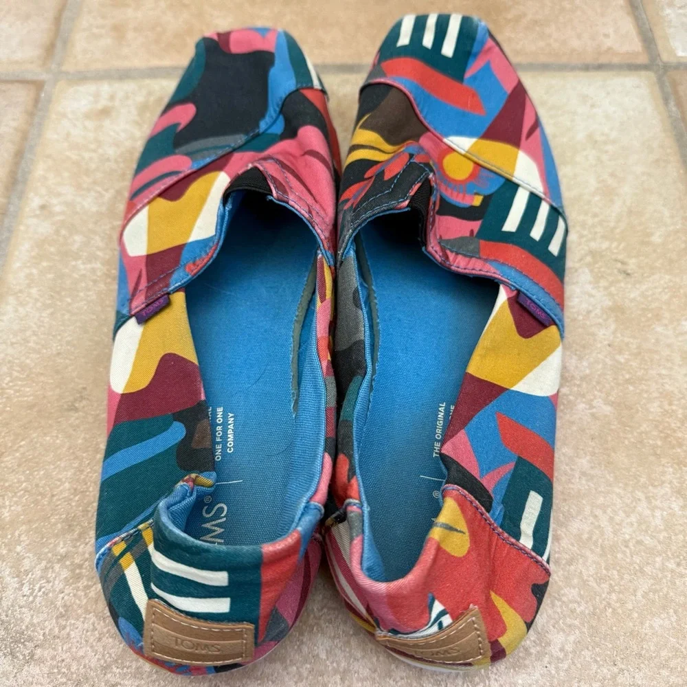 TOMS Womens Alpargata Slip On Flats Casual - Multi - Colorful - Size 9 - Picture 3 of 4